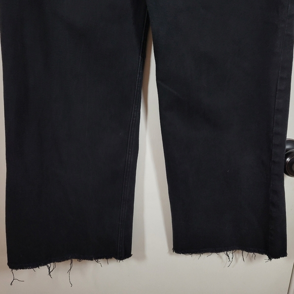 TNR Black Wide Leg High Rise Crop Jeans Size 27 Tencel Cotton Blend - Picture 8 of 9